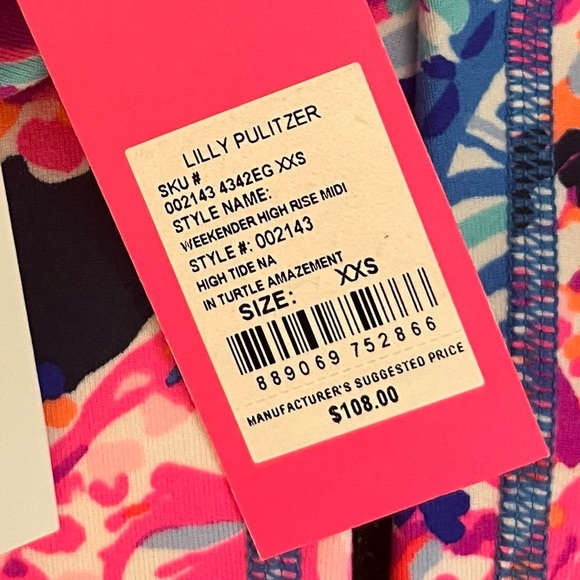 Lilly Pulitzer Leggings Weekender High Rise Midi Navy Turtle Amazement XXS NWT - Picture 15 of 15